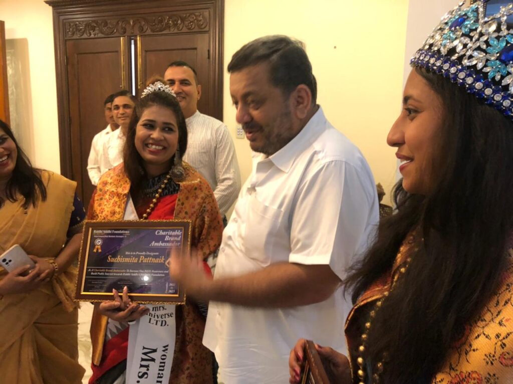 Awarded by MLA Davangere as Brand Ambassador of Riddhi Siddhi Foundation